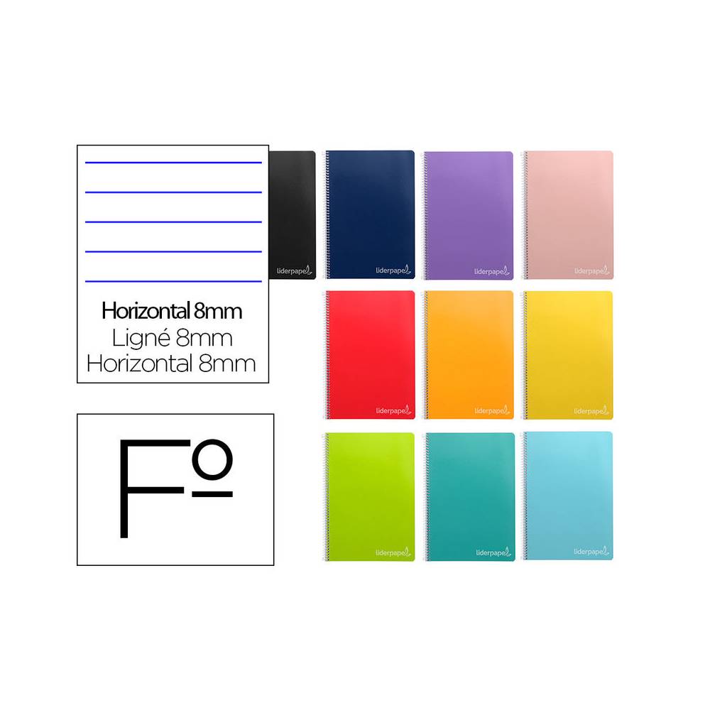 Cuaderno espiral liderpapel folio witty tapa dura 80h 75gr rayado horizontal 8mm con margen colores surtidos