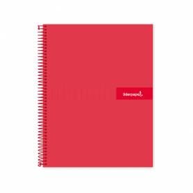 Cuaderno espiral liderpapel a5 micro crafty tapa forrada 120h 90 gr cuadro 5mm 5 bandas6 taladros color rojo