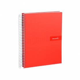 Cuaderno espiral liderpapel a5 micro crafty tapa forrada 120h 90 gr cuadro 5mm 5 bandas6 taladros color rojo