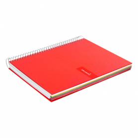 Cuaderno espiral liderpapel a5 micro crafty tapa forrada 120h 90 gr cuadro 5mm 5 bandas6 taladros color rojo