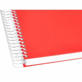 Cuaderno espiral liderpapel a5 micro crafty tapa forrada 120h 90 gr cuadro 5mm 5 bandas6 taladros color rojo