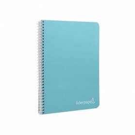 Cuaderno espiral liderpapel cuarto witty tapa dura 80h 75gr cuadro 4mm con margen color celeste