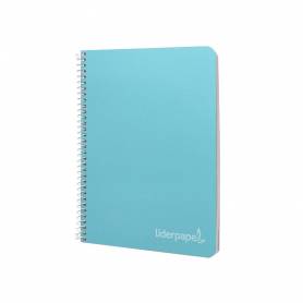 Cuaderno espiral liderpapel cuarto witty tapa dura 80h 75gr cuadro 4mm con margen color celeste