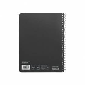 Cuaderno espiral liderpapel cuarto witty tapa dura 80h 75gr cuadro 4mm con margen color negro