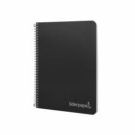 Cuaderno espiral liderpapel cuarto witty tapa dura 80h 75gr cuadro 4mm con margen color negro