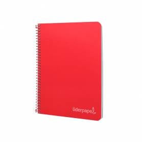 Cuaderno espiral liderpapel cuarto witty tapa dura 80h 75gr cuadro 4mm con margen color rojo