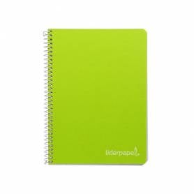 Cuaderno espiral liderpapel cuarto witty tapa dura 80h 75gr cuadro 4mm con margen color verde