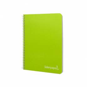 Cuaderno espiral liderpapel cuarto witty tapa dura 80h 75gr cuadro 4mm con margen color verde