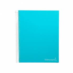 Cuaderno espiral liderpapel a4 micro jolly tapa forrada 140h 75 gr cuadro 5mm 5 bandas4 taladros color celeste