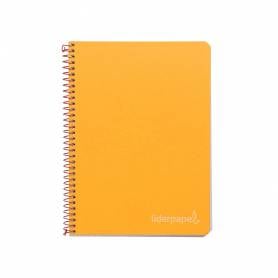 Cuaderno espiral liderpapel cuarto witty tapa dura 80h 75gr cuadro 4mm con margen color naranja