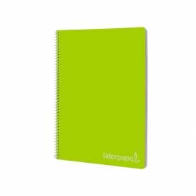 Cuaderno espiral liderpapel folio witty tapa dura 80h 75gr cuadro 4mm con margen color verde