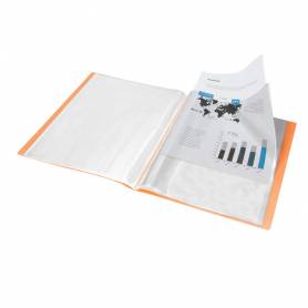 Carpeta liderpapel escaparate 30 fundas polipropileno din a4 naranja fluor opaco