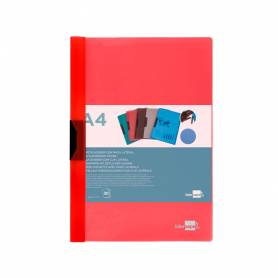 Carpeta liderpapel dossier pinza lateral polipropileno din a4 rojo translucido 30 hojas pinza deslizante