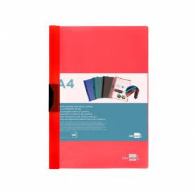 Carpeta liderpapel dossier pinza lateral polipropileno din a4 rojo translucido 60 hojas pinza deslizante