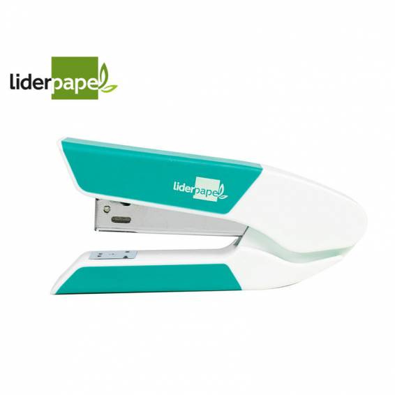 Grapadora liderpapel con regalo de extraegrapas y caja de 1000 grapas 26/6 capacidad 20h color turquesa