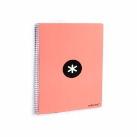 Cuaderno espiral liderpapel a4 antartik tapa dura 80h 90gr cuadro 4mm con margen color coral