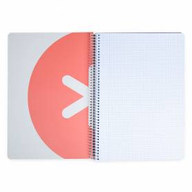 Cuaderno espiral liderpapel a4 antartik tapa dura 80h 90gr cuadro 4mm con margen color coral