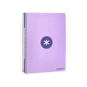 Cuaderno espiral liderpapel a4 antartik tapa dura 80h 90gr cuadro 4mm con margen color lavanda