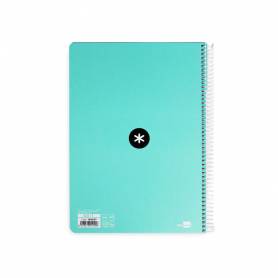 Cuaderno espiral liderpapel a4 antartik tapa dura 80h 90gr cuadro 4mm con margen color menta