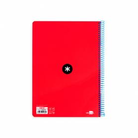 Cuaderno espiral liderpapel a4 antartik tapa dura 80h 90gr cuadro 4mm con margen color rojo