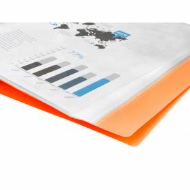 Carpeta liderpapel escaparate 80 fundas polipropileno din a4 naranja fluor opaco