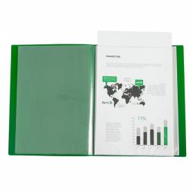 Carpeta liderpapel 10 fundas canguro pp din a4 verde translucido portada y lomo personalizable