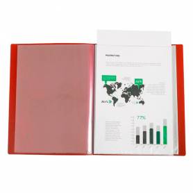 Carpeta liderpapel 80 fundas canguro pp din a4 rojo translucido portada y lomo personalizable