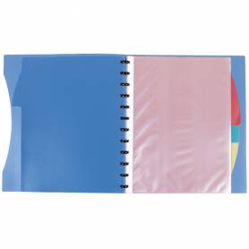 Carpeta liderpapel a4 con 40 fundas intercambiables 5 sep sobre y gomilla portada y lomo personalizable azul