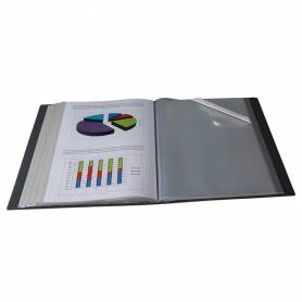 Carpeta liderpapel 60 fundas canguro pp din a4 negro opaco portada y lomo personalizable