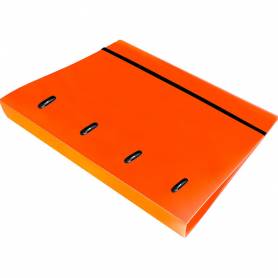 Carpeta con recambio liderpapel a4 cuadro 5mm 100 hojas 80g polipropileno 4 anillas 25mm color naranja