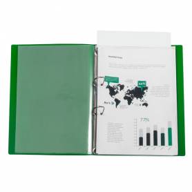 Carpeta liderpapel canguro 2 anillas 25 mm mixtas polipropileno din a4 verde translucido