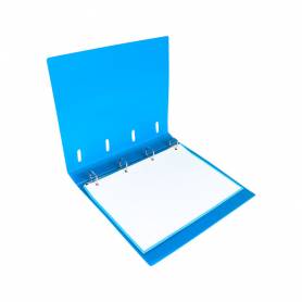 Carpeta con recambio liderpapel a4 cuadro 5mm 100 hojas 80g polipropileno 4 anillas 40mm azul translucido