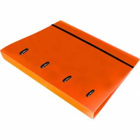 Carpeta con recambio liderpapel a4 cuadro 5mm 100 hojas 80g polipropileno 4 anillas 40mm naranja fluor