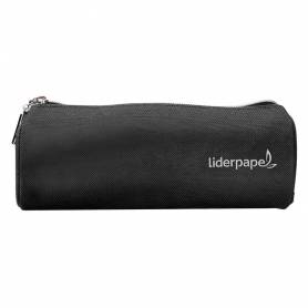 Bolso escolar liderpapel portatodo cilindrico con 2 cremalleras negro 205x75x75 mm