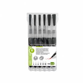 Pincel liderpapel recargable para productos acuarelables set de 6 unidades grosor puntas surtidas