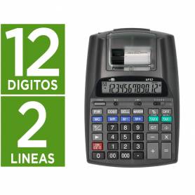 Calculadora liderpapel impresora pantalla papel 57 mm 12 digitos impresion bicolor negra 225x158x56 mm