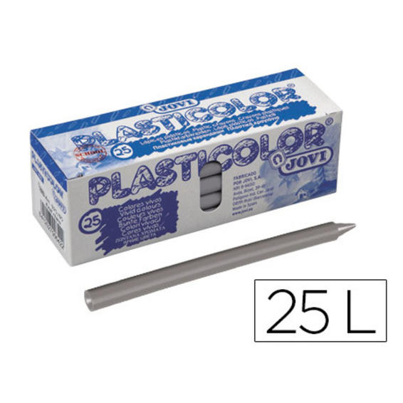 Lapices cera jovi plasticolor unicolor gris caja de 25 unidades