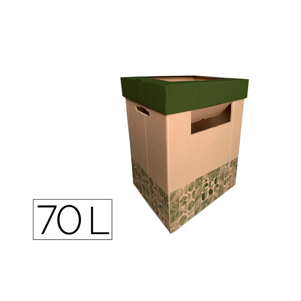 Contenedor papelera reciclaje liderpapel ecouse carton 100% reciclado y reciclable 70 litros 450x350x650 mm