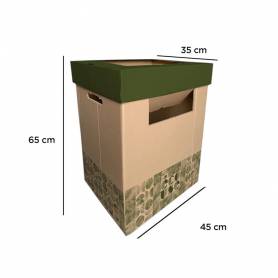 Contenedor papelera reciclaje liderpapel ecouse carton 100% reciclado y reciclable 70 litros 450x350x650 mm