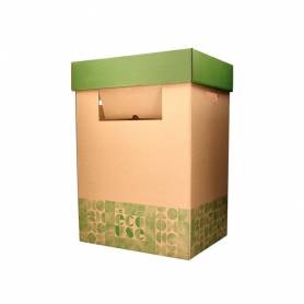 Contenedor papelera reciclaje liderpapel ecouse carton 100% reciclado y reciclable 70 litros 450x350x650 mm