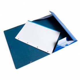 Carpeta liderpapel gomas folio 3 solapas carton plastificado color azul