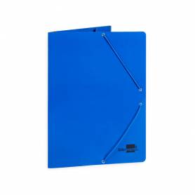 Carpeta liderpapel gomas folio 3 solapas carton plastificado color azul