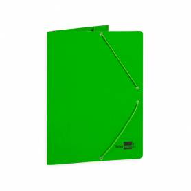 Carpeta liderpapel gomas folio 3 solapas carton plastificado color verde