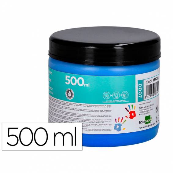 Pintura dedos liderpapel tarrina de 500 ml azul