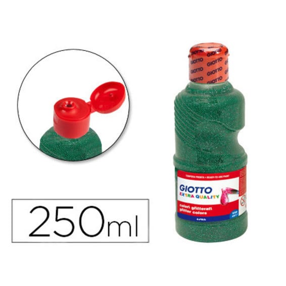 Tempera escolar giotto purpurina glitter 250 ml verde