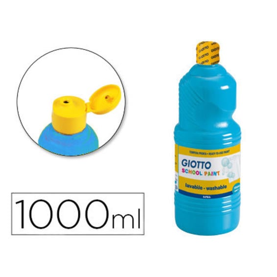 Tempera liquida giotto escolar lavable 1000 ml azul cyan