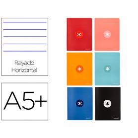 Libreta liderpapel antartik a5+ plus cosida 48 hojas 90g/m2 rayado horizontal con margen 6 colores surtidos