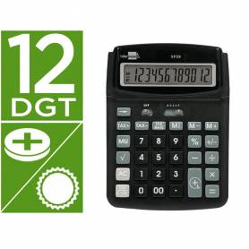 Calculadora liderpapel sobremesa xf39 12 digitos solar y pilas color negro 190x140x32 mm 40% reciclada