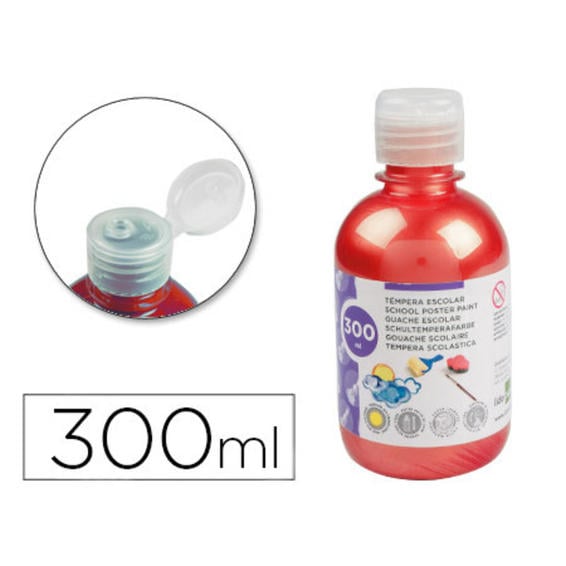 Tempera liquida liderpapel escolar 300 ml rojo metalizado