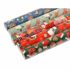 Papel de regalo liderpapel navidad rollo ancho 70 cm longitud 2 mt gramaje 60 gr diseños surtidos